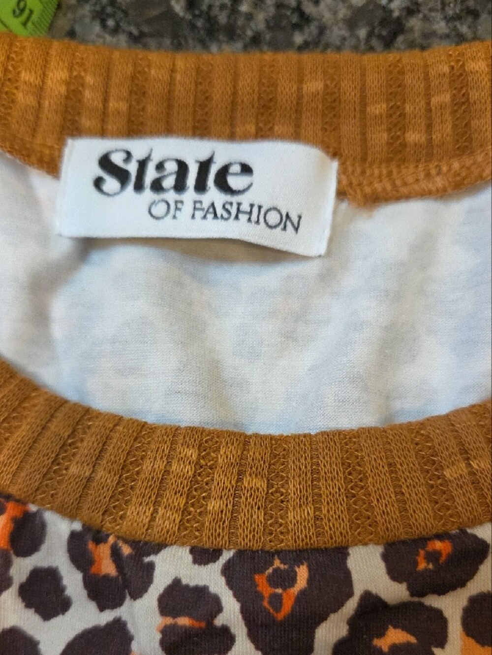 NWOT State Of Fashion XL Leopard & Floral Patchwork Pullover Top - Picture 7 of 9